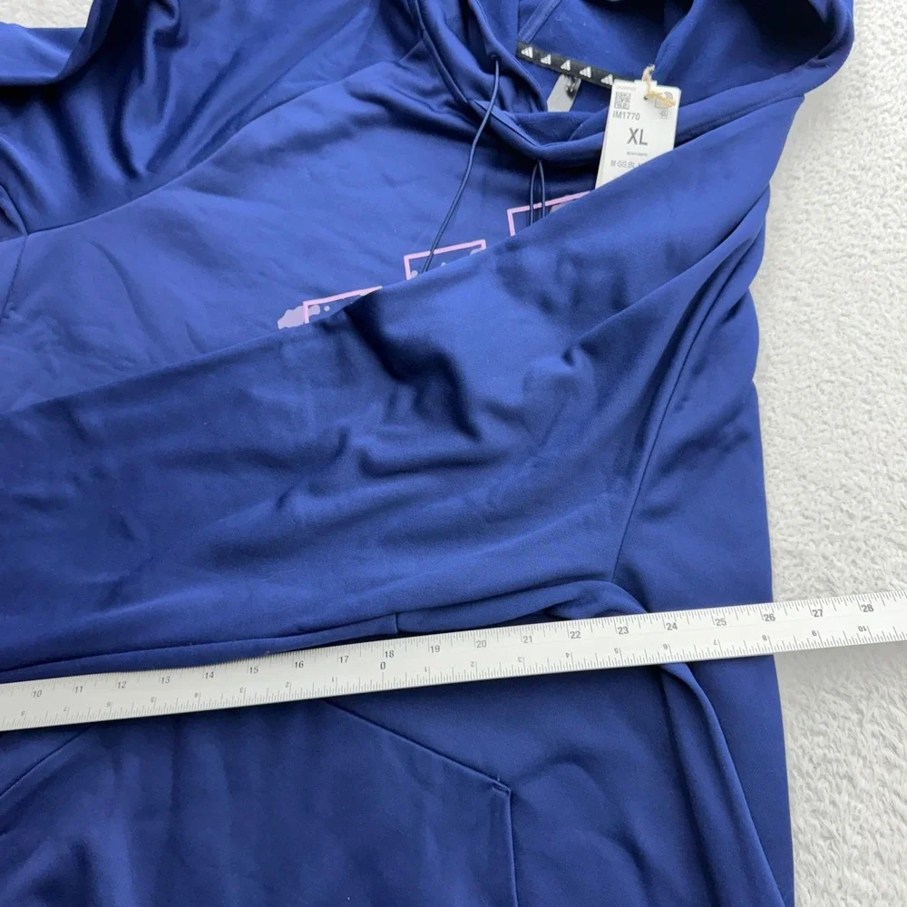 Adidas Mens Training Hoodie Dark Blue Bliss Lila Graphic Logo XL IM1770 NWT